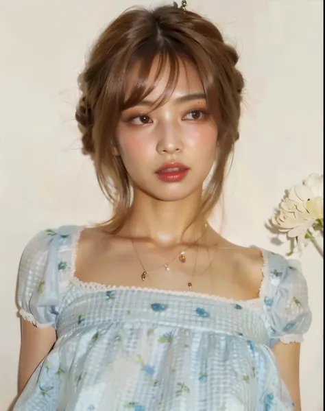 jennie1,1girl, solo, (realistic),(hyperrealism),(best quality),(masterpiece),(ultra high res),(photorealistic),(film grain),(upper body),eye makeup,detailed eyes,detailed face,black dress, posing for a photo, at the hallway 