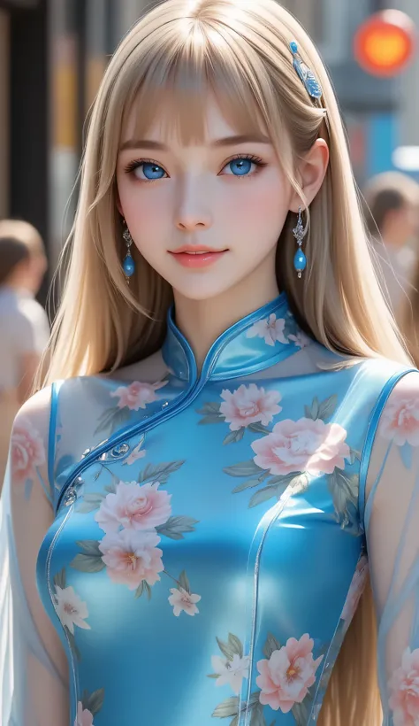 (super cute young face:1.5),
very beautiful cute french girl,
(thirteen years old:1.4),
(clear blue eyes:1.1),
exquisite smooth and silky long blonde straight hair,
fair skin,(happy cheerful smile),
professional photograph ,
Super shiny metallic blue gorge...