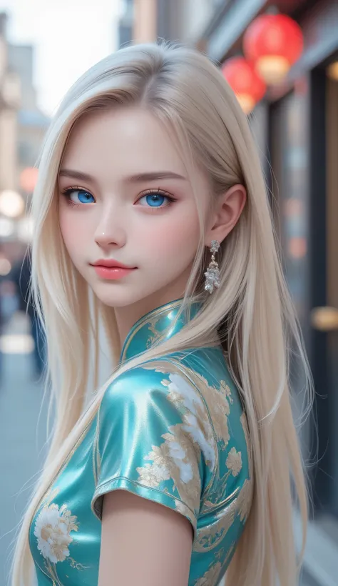 (super cute young face:1.5),
very beautiful cute french girl,
(thirteen years old:1.4),
(clear blue eyes:1.1),
exquisite smooth and silky long blonde straight hair,
fair skin,(happy cheerful smile),
professional photograph ,
Super shiny metallic turquoise ...