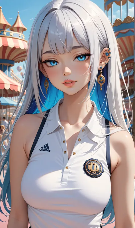 ((Random Sexy pose)), (Cute girl), ((Ultra detailing)), (very aesthetic, best quality, ultra detailed), intricate details, 1girl, silver hair, (Random hairstyle), Blue inner hair  ,,((Detailed eyes)), ((Beautiful eyes)), ((prefect eyes)), ((Beautiful lips)...