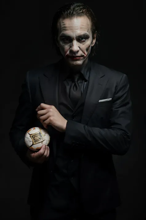 Joker holding an ace with a black background