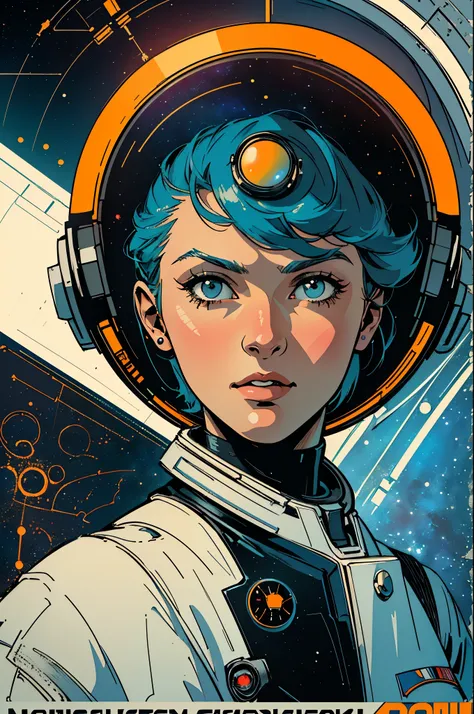 (((masterpiece,best quality))),32K Wallpaper,((( very detailed poster))),retro vintage,sci-fi,(((space thriller cinematic movie poster))),(((Bauhaus))),(((mid-century modern))),(((ultimate galaxy))),(solo1girl :1.2)