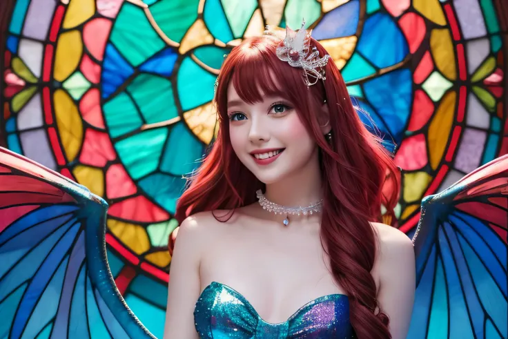  valentine　 stained glass 　Shining woman 　 Disney 　 mermaid　 look at me and smile　 valentineギフtp