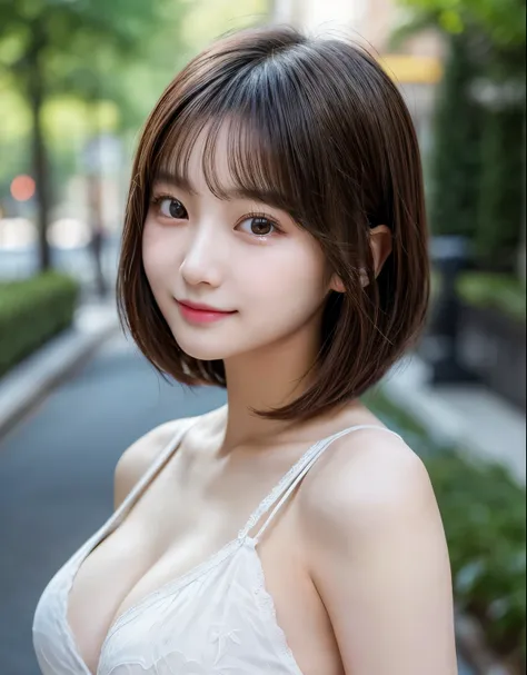 incredibly absurd, beautiful and cute 20-year-old Korean girl with a photorealistic face, showcasing top-quality craftsmanship. Her slender frame adorned with short, messy hair. The artwork high-resolution, allowing for ultra-detailed features to be captur...