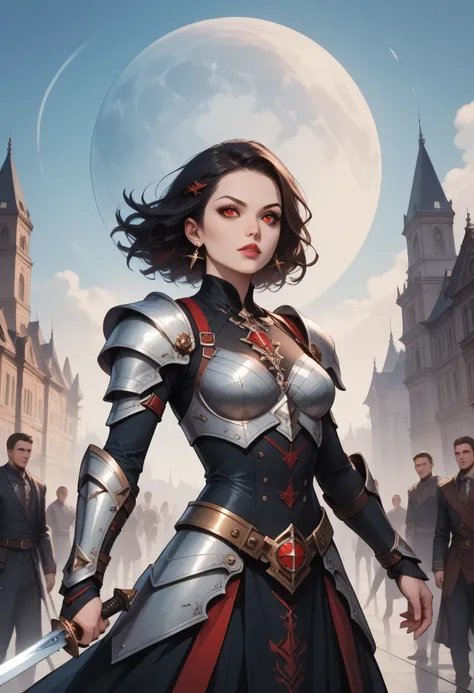 score_9, score_8_up, score_7_up,Arafed, dark fantasy art, gothic art, a picture of a vampire ready for battle, female vampire, armed with a sword, wearing heavy armor LnF, armed with a sword, shining sword, ultra detailed face (intricate detailed, Masterpi...