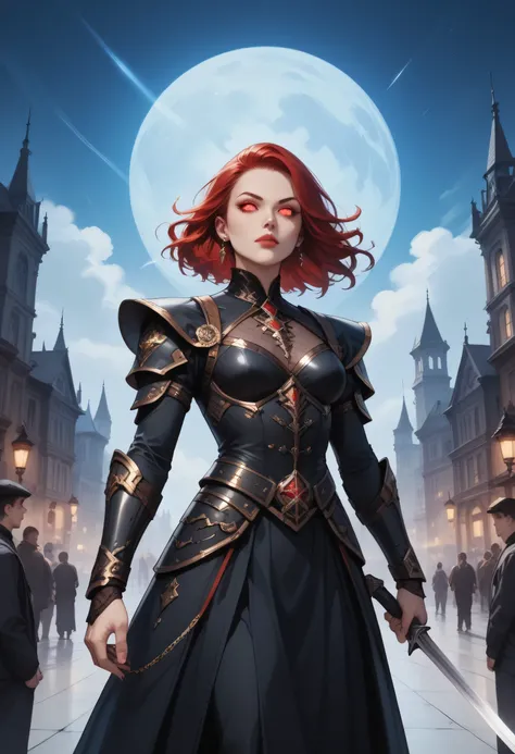 score_9, score_8_up, score_7_up,Arafed, dark fantasy art, gothic art, a picture of a vampire ready for battle, female vampire, armed with a sword, wearing heavy armor, armed with a sword, shining sword, ultra detailed face (intricate detailed, Masterpiece,...