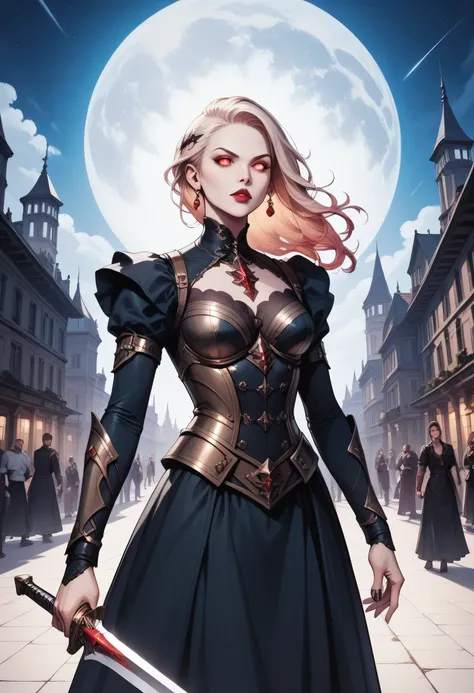 score_9, score_8_up, score_7_up,Arafed, dark fantasy art, gothic art, a picture of a vampire ready for battle, female vampire, armed with a sword, wearing heavy armor, armed with a sword, shining sword, ultra detailed face (intricate detailed, Masterpiece,...