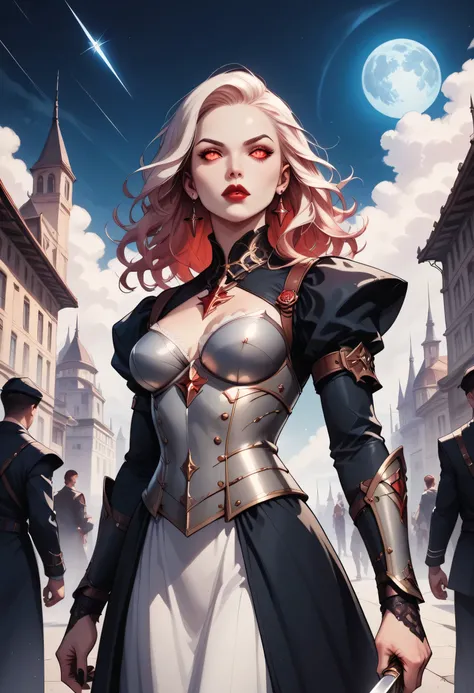 score_9, score_8_up, score_7_up,Arafed, dark fantasy art, gothic art, a picture of a vampire ready for battle, female vampire, armed with a sword, wearing heavy armor, armed with a sword, shining sword, ultra detailed face (intricate detailed, Masterpiece,...