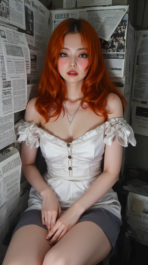 Redhead Japanese woman with big breasts sample, newspapers stuck to the wall, 20240828-1724851294034-0009 0009, Extremely white sauce f.1-Portrait V6MAX V6MAX, F.1 Basic algorithm model - Libu online operation F.1-dev-fp8, Extremely white sauce f.1-Portrai...
