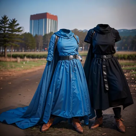 (8k, RAW photo, best quality, masterpiece:1.2), (realistic, photo-realistic:1.37), photon mapping, radiosity, ((Hasselblad photography)), physically-based rendering, (invisible, no humans, headless, faceless:1.5), barbara,cape,light blue dress,belt,socks,b...