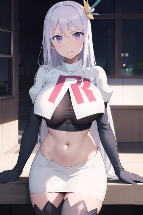 masterpiece, (best quality), 1woman,1girl ,reona,  silver hair, purple hair , long hair, purple eyes, ,sexy woman,hair between eyes ,jewelry, hair ornament,  vibrant colors ,natural lighting  ,RTX,  large breasts, beautiful, (detailed face:1.2), showcase, ...