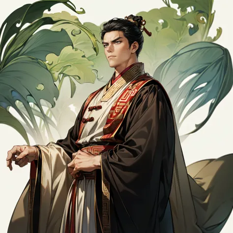 ( top quality,4K,8k, Hi-Res, Masterpiece:1.2),super detailed,(super fine illustration),(( A Man from Ancient China )),３0 years old,Governor of the Three Kingdoms ,(Narrow eyes), detailed eyes:1.2, perfect eyes,(( Attractive Dark Eyes )),(( long black hair ...