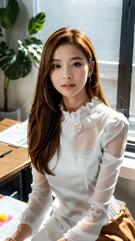 ( by Nomi,  high quality,   look forward to beautiful detailed faces and eyes:1.3), OL,  business suit,  Half Body Shot , (最 high quality, 8k,  Masterpiece:1.3),   professional lighting ,  vibrant colors, Graceful posture,  Confident Expression , Modern of...