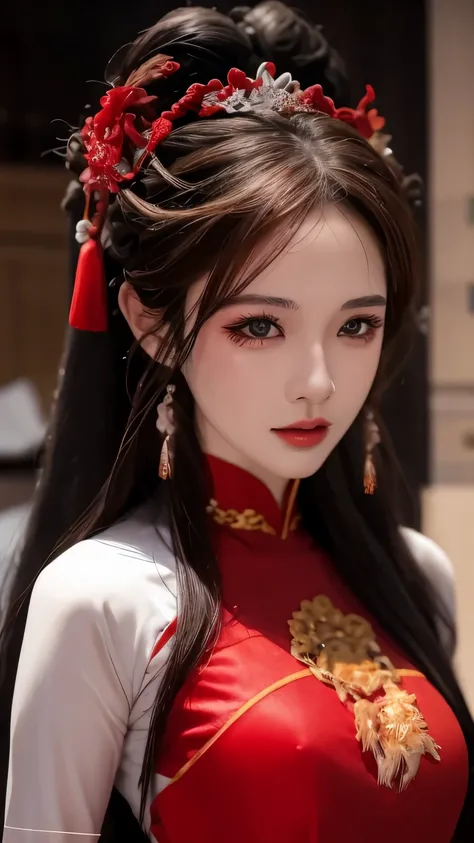  1 Beautiful Devil from Hell ,  in the dark : 1.6),  Super Realistic Female Portrait Top,   realistic art , }  Chinese Super Cute Doll  ,  Cute Small Face , realistic style, Dynamic Light ,   artstation  ,  by syuro ,  very detailed face,  round chin , 8k ...