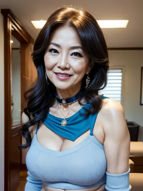 ７８ years old　Mom　MILF　Korean, Lady　large earring　Big choker　　realisitic　Gorgeous Madame Beautiful Mature Woman　sexy　Smile　Gentle woman navel piercing　４K　High quality 