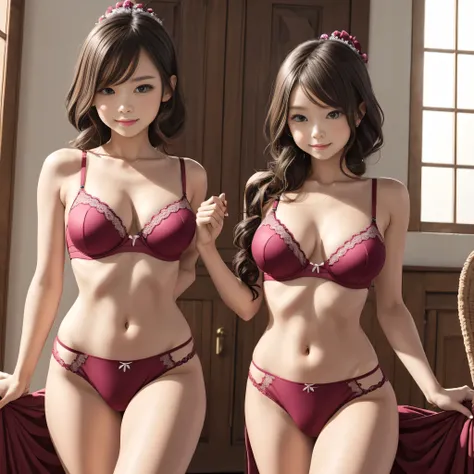 Sassy sisters dressed in nothing but silk underwear