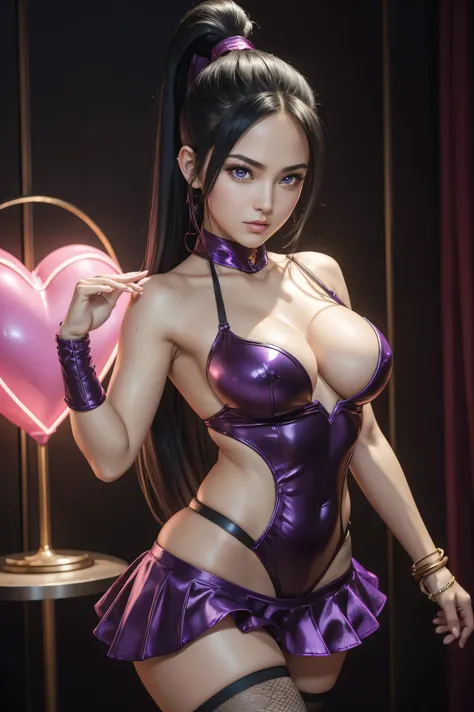 Dragon Quest XI, Martina, beautiful black hair, ponytail on panty, purple eyes , bunny girl, fishnet tights ,Ultra HD photos, super quality next to each other,​masterpiece, digital SLR , photorealistic, Detailed Details , vivid details , detailed descripti...