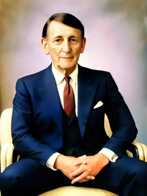 arafed man in a suit and tie sitting in a chair, colourized, william s burroughs, colourised, tolkien, coloured photo, jrr tolkien, colour portrait photograph, inspired by J. Massey Rhind, j.r.r. tolkien, inspired by Maurice Reymond, photo of a man, taken ...