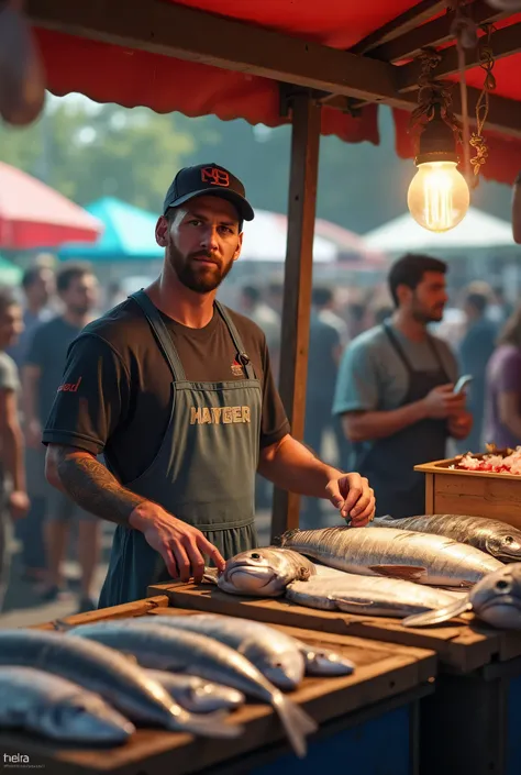 Messi selling fish