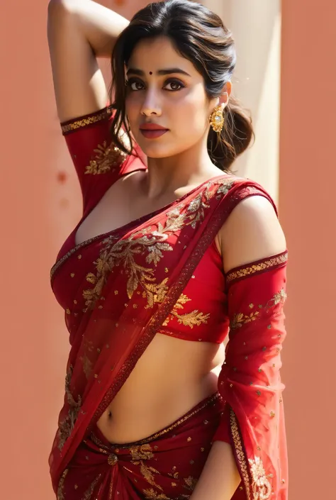 HD wallpaper 32k cinematic shoot of a Beautiful cute wet indian women, with thick thighs and a curvy chubby waist, wearing a beautiful Indian saree, huge cleavage ((lowwaist)), ((wet girl)), ((sweaty girl)) low sexy hip sexy billi