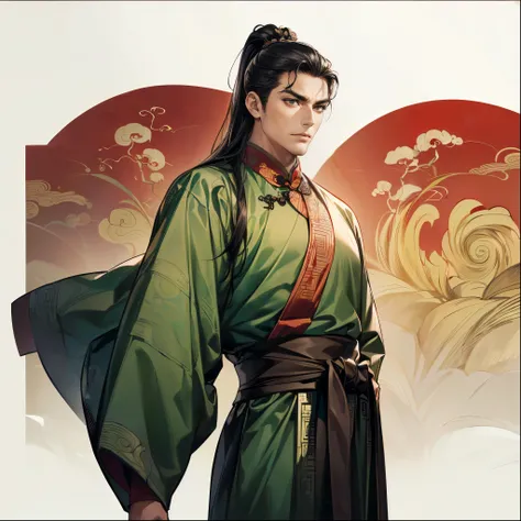 ( top quality,4K,8k, Hi-Res, Masterpiece:1.2),super detailed,(super fine illustration),(( A Man from Ancient China )),30 years old,Governor of the Three Kingdoms ,(Narrow eyes), detailed eyes:1.2, perfect eyes,(( Attractive Dark Eyes )),(( long black hair ...