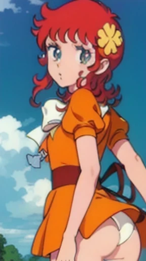 (straight-on:1.1),upper body,BREAK
ANIME_kanzaki_megu_ownwaifu,www.ownwaifu.com,
long hair,red hair,flower,hair flower,breasts,aqua eyes, 
hair ornament, dress,skirt,orange dress,orange skirt,bow,jewelry,orange shirt,puffy sleeves,puffy short sleeves,short...