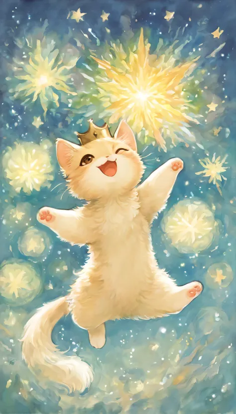 ((Playing cat)),dance,please raise your hand,Jump  ,open your mouth,indoor,masterpiece,highest quality,fluffy cat,  a bit  ,cute,,fun,happiness,,stylish, scenery,22.2 Sparkling,celebration,anatomically correct,all the best,Very cute cat,Cute cat,  fantasy,...