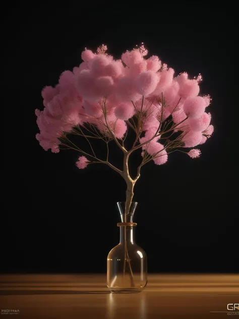 dreamlikeart tree in a bottle, fluffy, realistic, photo, canon, dreamlike, art, colorfull leaves and branches with flowers on top of its head. hyperdetailed photorealism by greg rutkowski - h 1024 w 804 | f 1 6 lens mark 2:2 s 3555 mm film grain :1 lifelik...