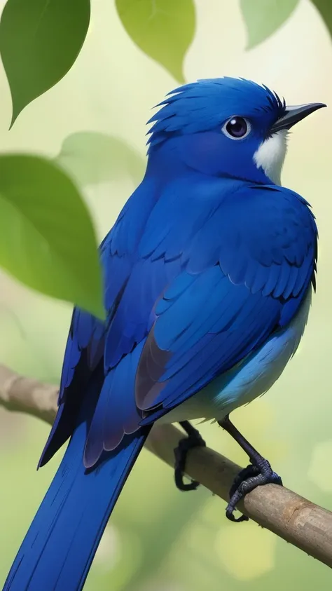 there is a blue bird sitting on a branch of a tree, 8k high quality detailed art, anime art wallpaper 4k, anime art wallpaper 4 k, background artwork, anime art wallpaper 8 k, anime wallpaper 4 k, anime wallpaper 4k, digital painting highly detailed, 4k de...