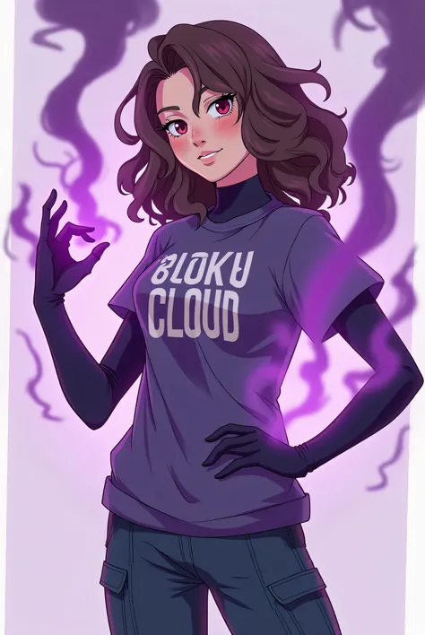 Crea una imagen de un personaje De BOKU NO HERO aCaDEMIa personalizado, estas son las características 

Nombre y alias de Héroe
ana 

alias de Héroe:  VioletCloud work

Quirk  (Don)  and how does :
 Purple smoke that comes out of my body ,  mainly my hands...