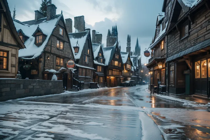 Village Hogsmeade mixes ultra-realistic medieval style, Cinematic and in 8k realistic wallpaper 