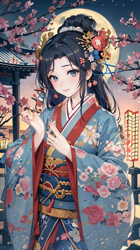 In high quality, Hokusai manga 、 one woman, Ukiyo-e woman  , Long straight hair,  beautiful shiny hair  ,   Long Sleeve, Detailed eyes and face , Eye Enhancement, Never resting , Rich lighting, High definition unified CG 8K wallpaper ,  intricate details, ...