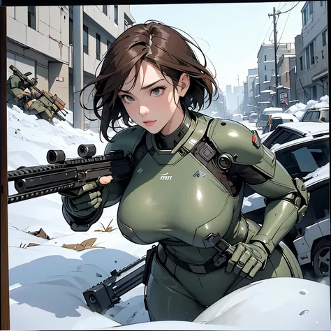 nsfw, (sketch, traditional media:1.2), perfect anatomy proportion body, perfect beautiful delicate hands,  action,  dynamic composition with a sense of speed and dynamism, (Firing an assault rifle, shooting:1.6), perfect anatomy hands,  a woman with sex ap...