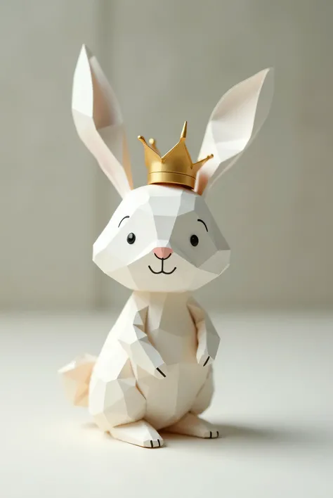 A rabbit named petunia who has a crown and has arms and legs and made of paper