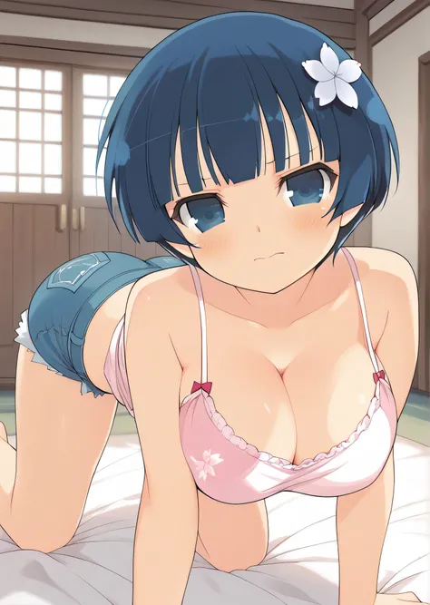 (((best quality))),(unparalleled masterpiece, side light, beautiful beautiful eyes: 1.2), ultra realistic 8k cg, perfect artwork, highly detailed, Mess, super high resolution, very super detailed,(((Yozakura , Senran Kagura))),((1 person)), alone,(((blue e...