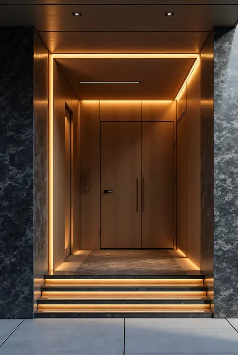 High-rise large flat floor of modern commercial housing、家的入门口One side of the balcony、One side of the balcony、The entrance door is well-lit、Don't overlook the door、 simple style、Positive effects、Entrance door design、Katakin bright rock slab for wall、The ent...