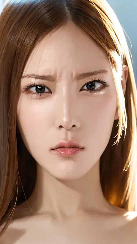 Glare at me 、Her cold gaze、Face zoom for the entire face、 There are no problems with one person's firm facial parts。 high quality close-up 、 Face Up 、 VERY REALISTIC SKIN 、 Very Well-Faced Woman 、 Angry woman 、 An angry raised eyebrow 、 ...