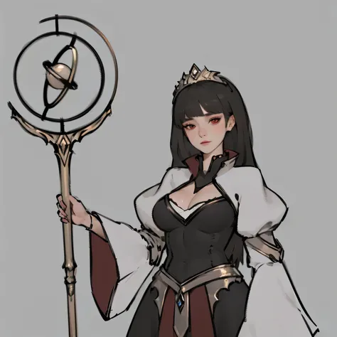 Three unique fantasy themed female portrait full-body artwork, detailed intricate, red eyes