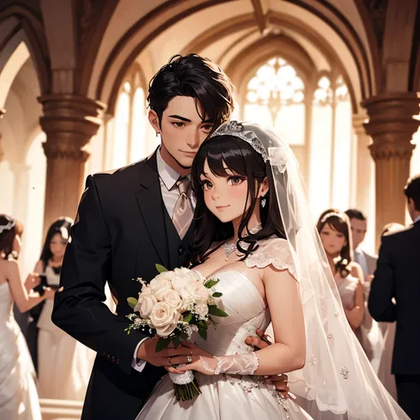 woman and man on wedding looking in camera close to camera, beautiful atmosphere