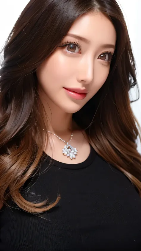 ( cowboy shooting、 top quality、8k、 award-winning works 、 ultra high resolution)、 beautiful woman、( Black sweater , Sexy cleavage:1.1)、Perfect big breasts、( blonde alone :1.1)、 beautiful skin that shines with ...