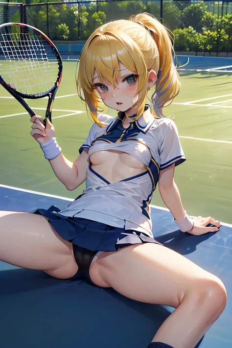 
((((Petite:1.5)))),,(sex:1.5),(lying:1.5),(straddling:1.5),,(spread legs:1.5),
,(verysmall breasts:1.5),(tennis uniform:1.5),(tennis court:1.5),nsfw,(gold hair:1.5),Ponytail with cap 