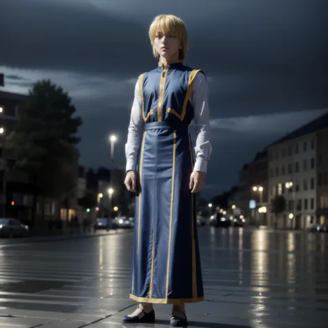 alone,
Kurapika,,
tabard,
full body,standing,
