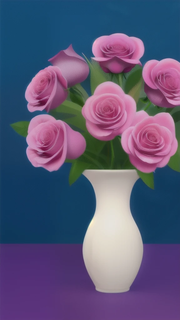 purple roses in a vase with a blue background, a digital painting by Android Jones, trending on Artstation, romanticism, beautiful art uhd 4 k, magical flowers, beautiful digital art, very beautiful digital art, roses, background artwork, jen bartel, styli...