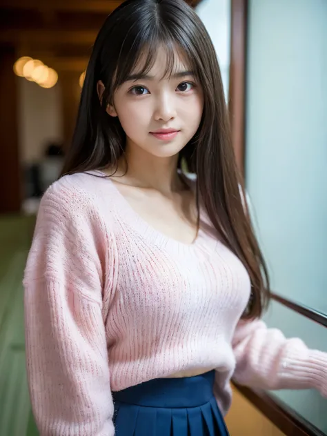 (Best-quality, Masterpiece, Ultra-High-Resolution, (Photorealistic:1.4), Raw Photo, depth of field, professional lighting, perfect anatomy, extremely details), ((at hallway of office)), 1girl, (((15-years-old))), (((most famous Japanese idol))), (wearing l...