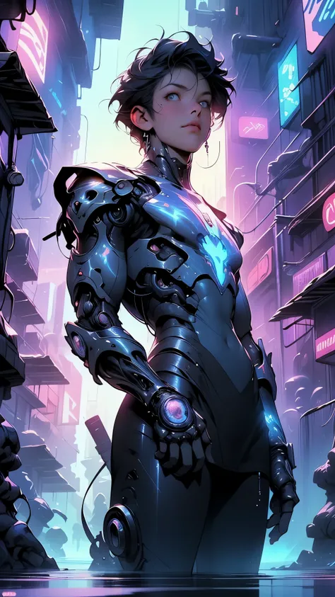 Robot Skull, armored, stealth, Character design, Highly detailed, Intricate details,Mechanical wonder, Cyberpunk, Cybernetic Guardian,male form,skull head,

(dynamic pose:1.0),solo focus,(centered,scale to fit dimensions,Rule of thirds),

cyberpunk city by...