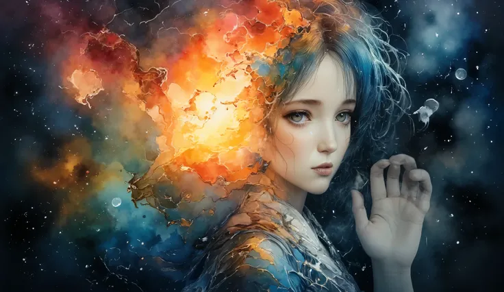 cinematic fantasy scene of a mythical dragon and graceful maiden in flowing dress bathed in ethereal emerald light, dragon's wings unfurled majestically, forest glows with magical essence, floating light orbs illuminate the scene, ultra-detailed textures, ...