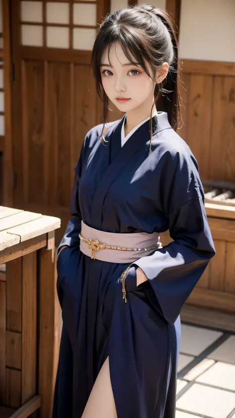Beautiful Japanese Ninja Girl 、Mid-teens、Cute Japanese idol、do not' Doesn't Look Korean 、There are no Korean characteristics 、Unlike the Chinese、 No Chinese character 、 Live Action 、 film art style, Cinematic Light , Lomography 、 short wolf cut hai...