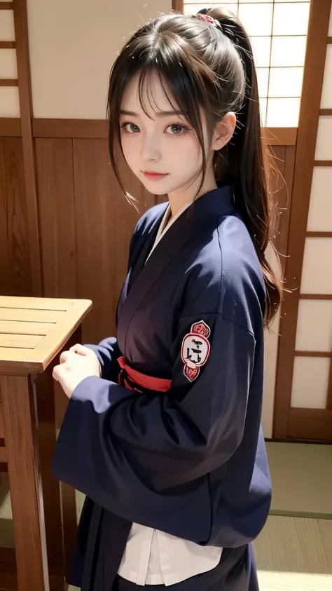 Beautiful Japanese Ninja Girl 、Mid-s、Cute Japanese idol、do not' Doesn't Look Korean 、There are no Korean characteristics 、Unlike the Chinese、 No Chinese character 、 Live Action 、 film art style, Cinematic Light , Lomography 、 short wolf cut hair 、 ...