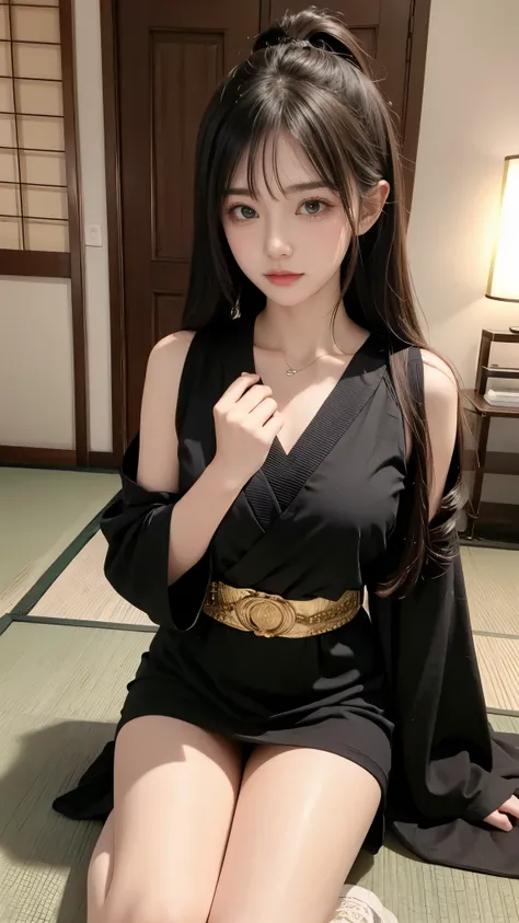  Beautiful Japanese Ninja Girl 、Mid-teens、Cute Japanese idol、do not&#39; Doesn't Look Korean 、There are no Korean characteristics 、Unlike the Chinese、 No Chinese character  、 Live Action 、 film art style,  Cinematic Light  , Lomography 、 short wolf cut hai...