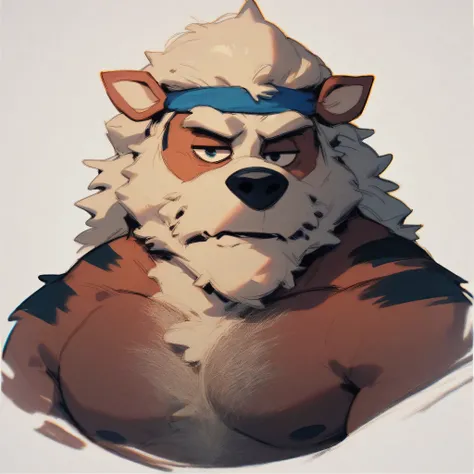 score_9, score_8_up, score_7_up, score_6_up, furry, bluey style, hairy, arcanine, beard, Headband